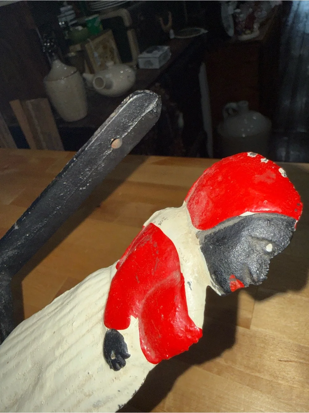 Vintage Red Dress Lady & White Apron Cast Iron Bell
